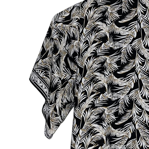 Max Studio Womens 3X Black & White Leaf Print Top Blouse - Picture 8 of 12